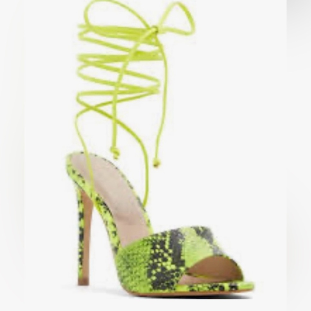 Aldo neon Green Stiletto Heels with Glossy Straps